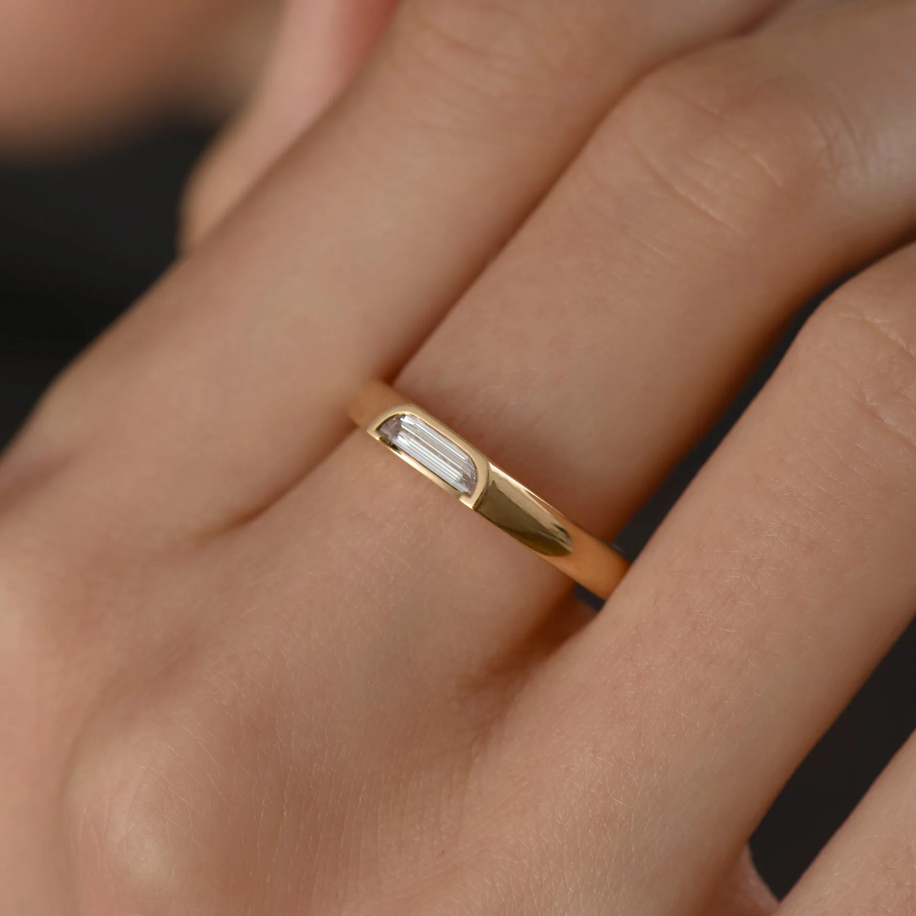 Minimalist Half Moon Diamond Band