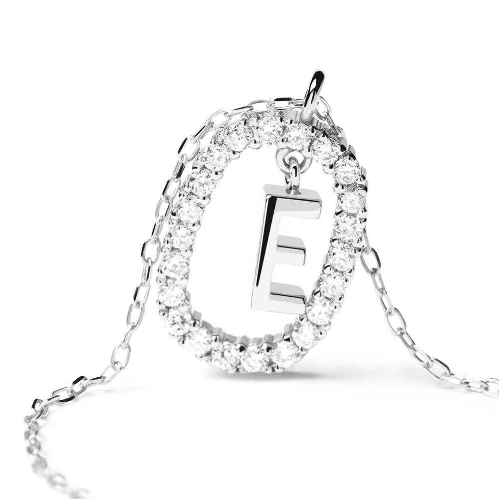 Moissanite Letter E Dangle Pendant Necklace