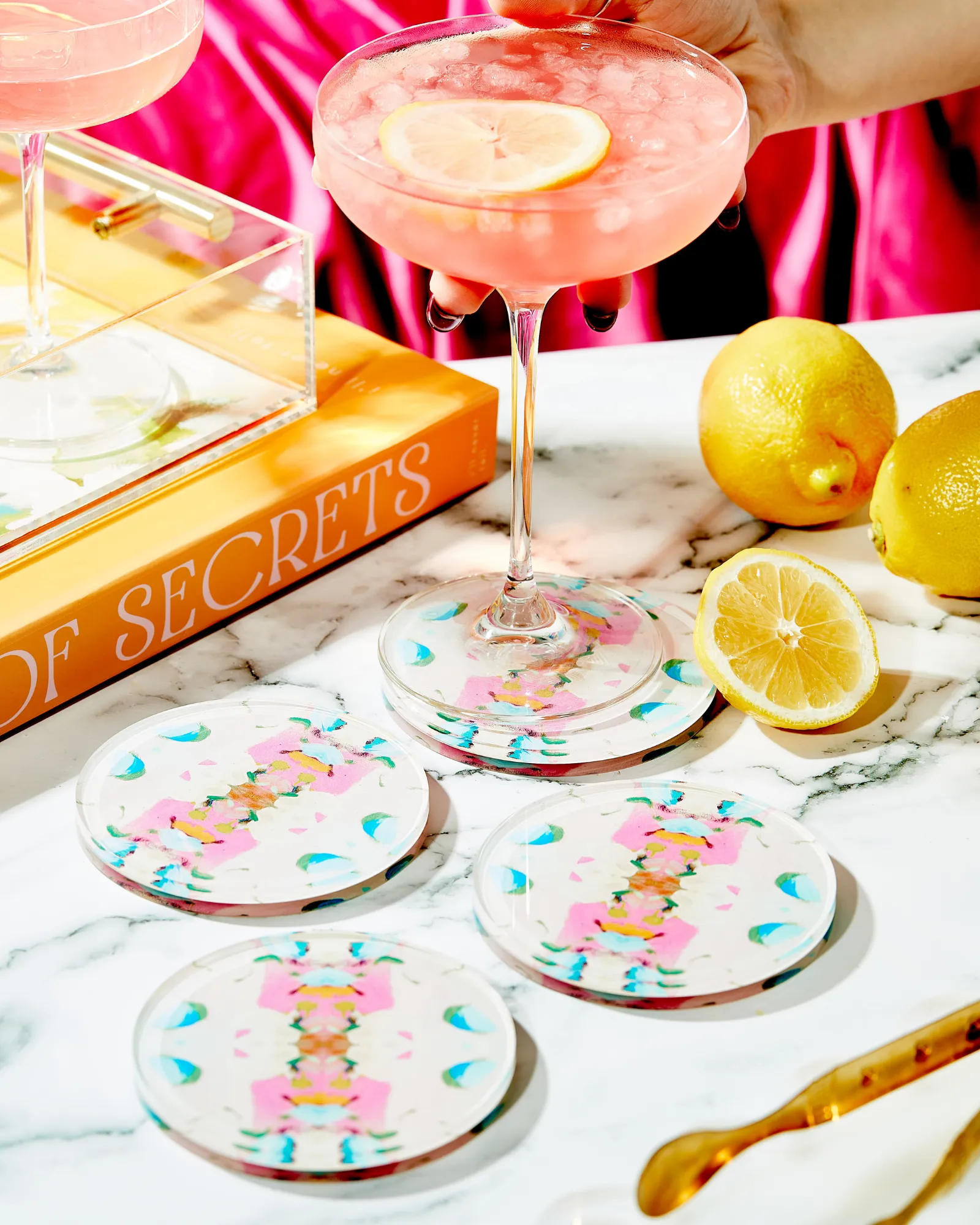 Monets Garden Pink Coaster | Individual