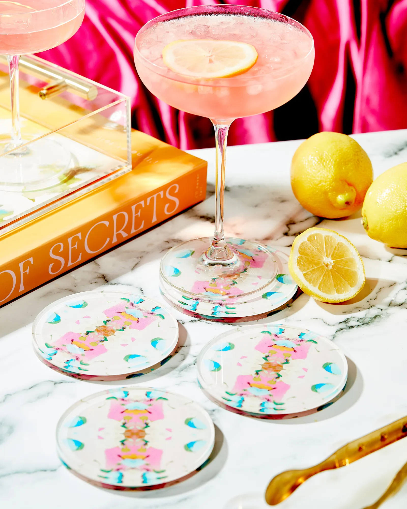 Monets Garden Pink Coaster | Individual