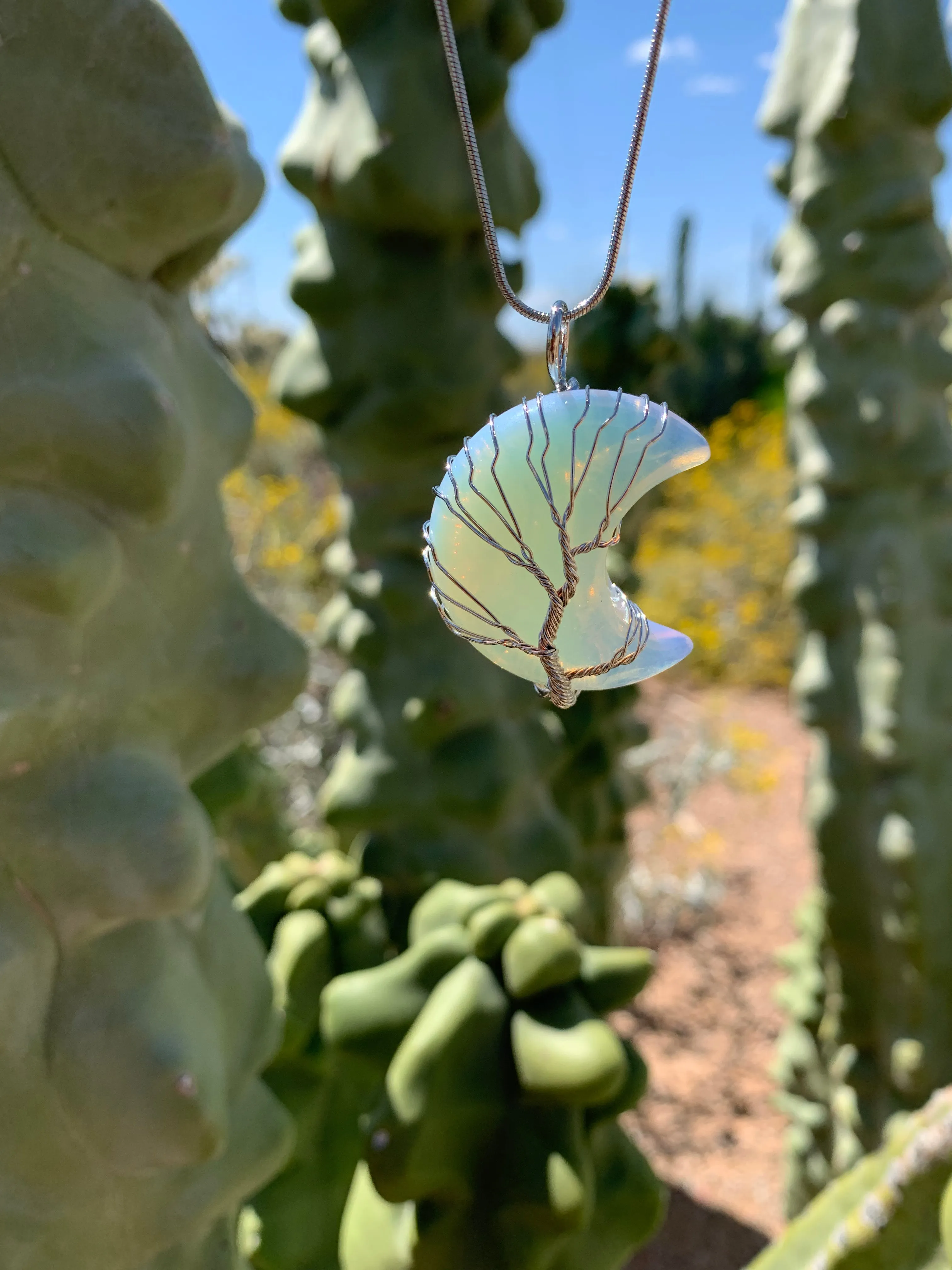 Moon Wire-wrapped Opalite pendant