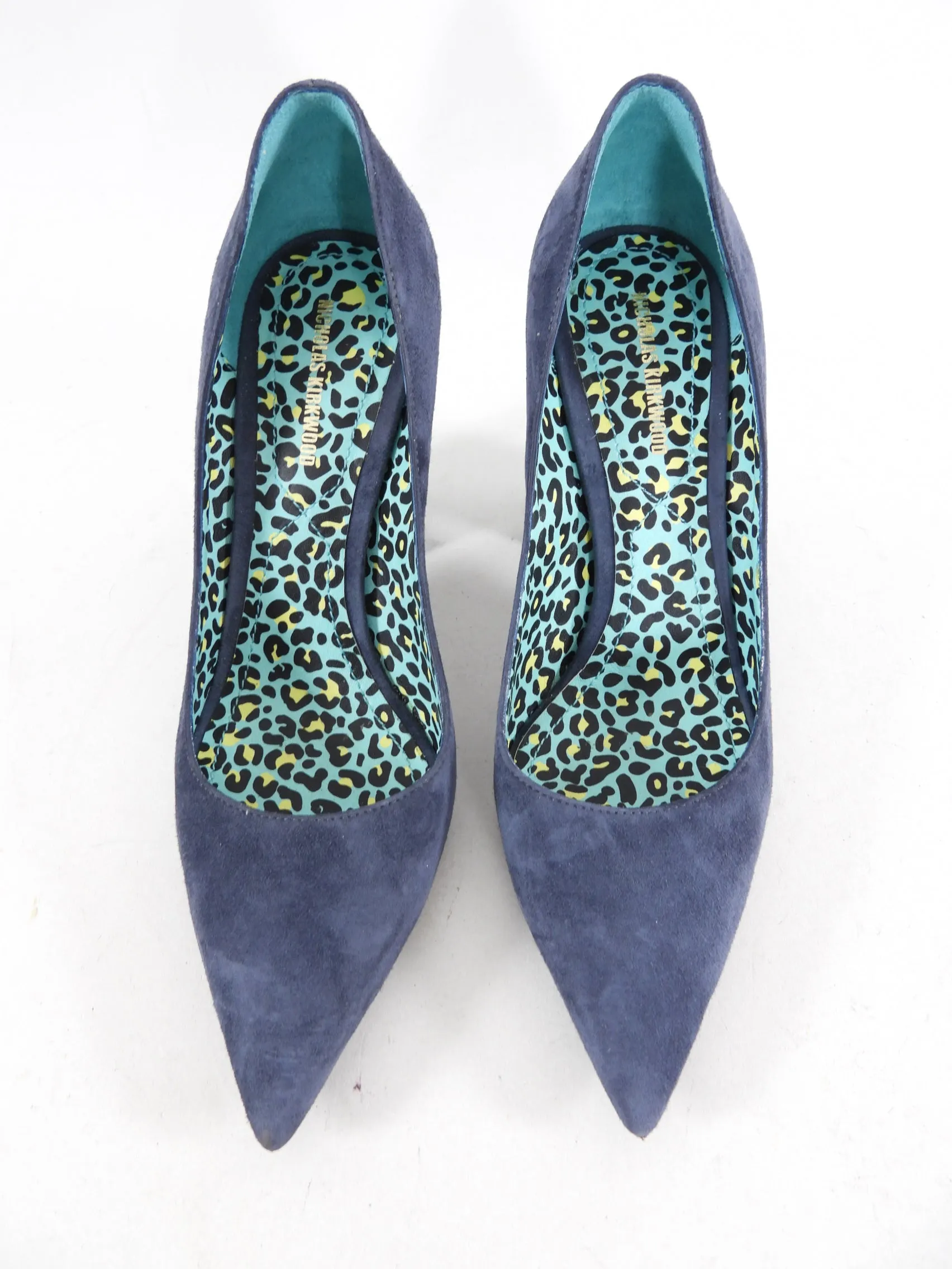 Nicholas Kirkwood Steel Blue Suede 90mm Miri Pump - 37.5