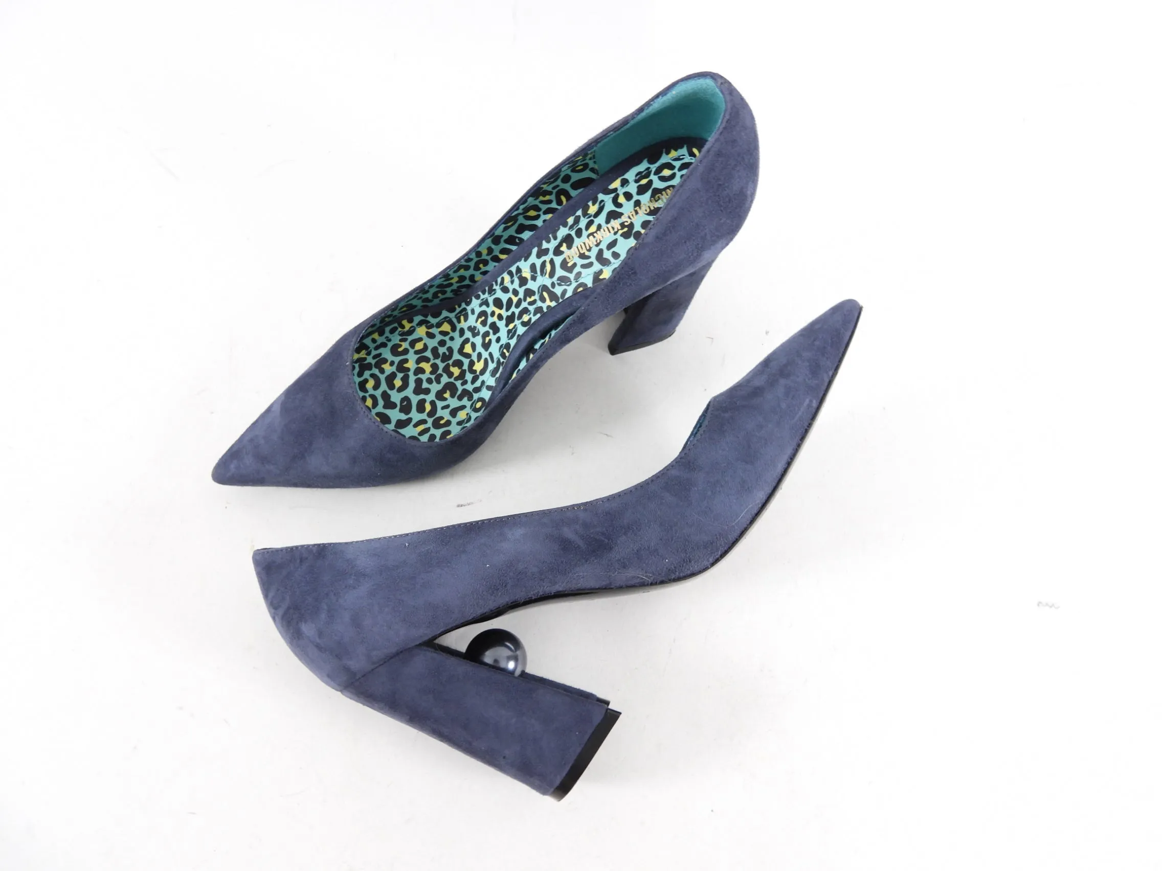 Nicholas Kirkwood Steel Blue Suede 90mm Miri Pump - 37.5