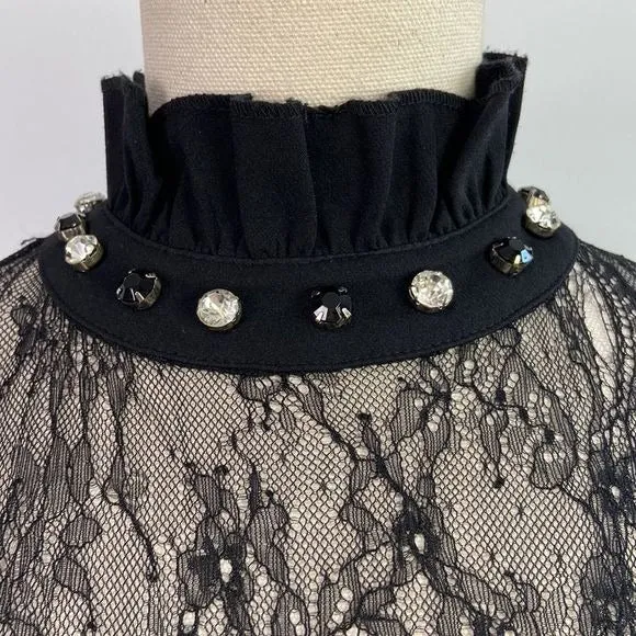 NWTBlackHigh Neck Dress with Lace/Stones