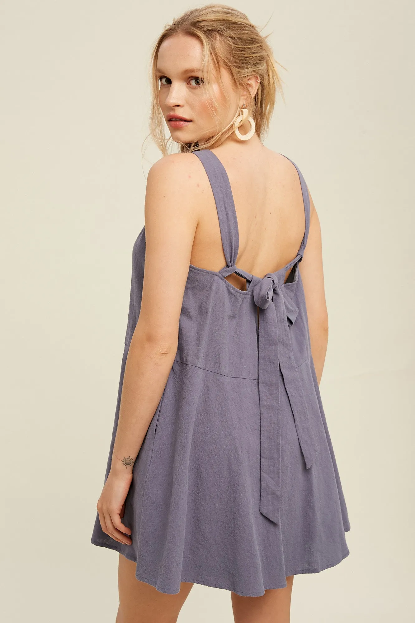 Open Back With Deets Gauze Mini Dress