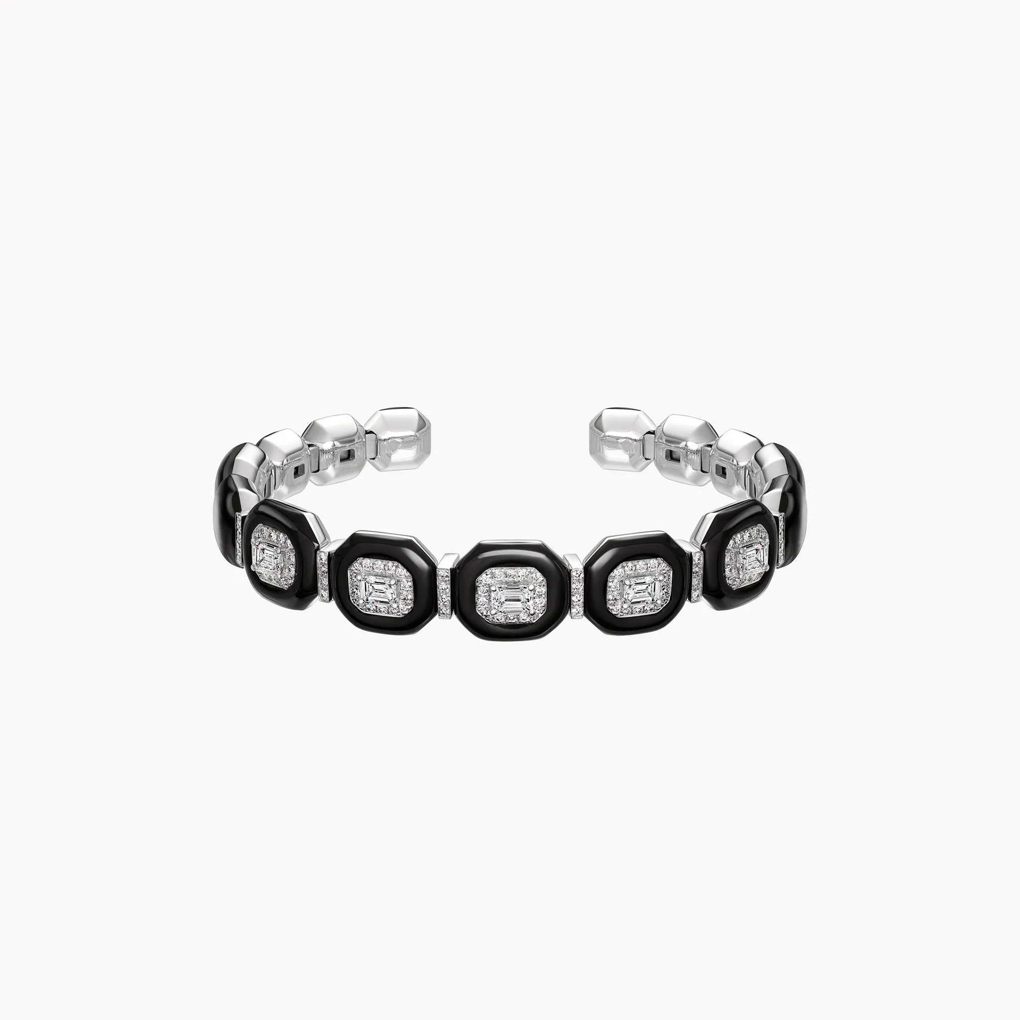 Oui Diamond & Black Enamel Cuff