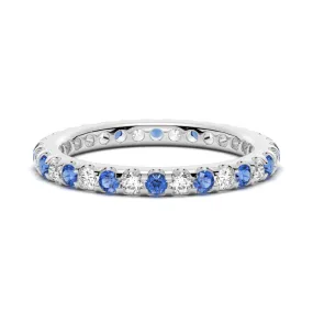 Pavé Blue Sapphire and White Sapphire Eternity Ring