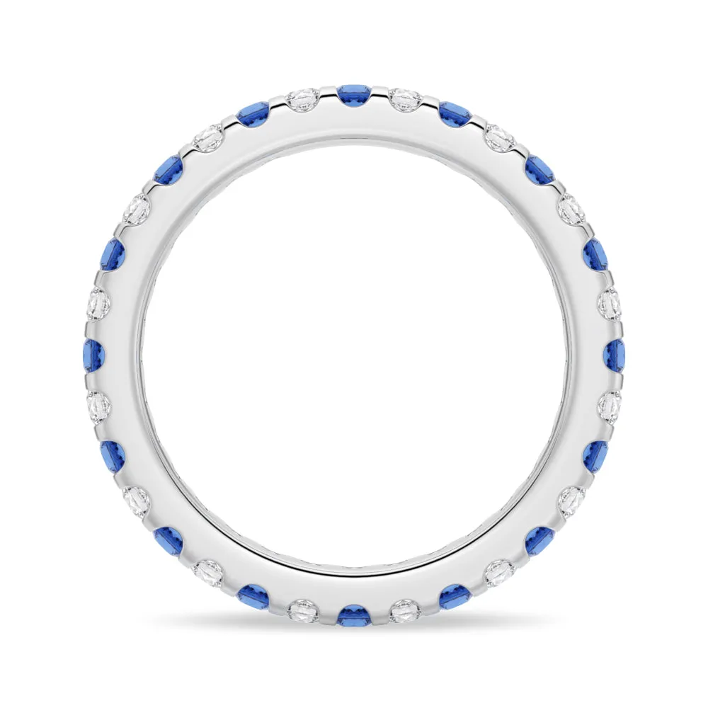 Pavé Blue Sapphire and White Sapphire Eternity Ring