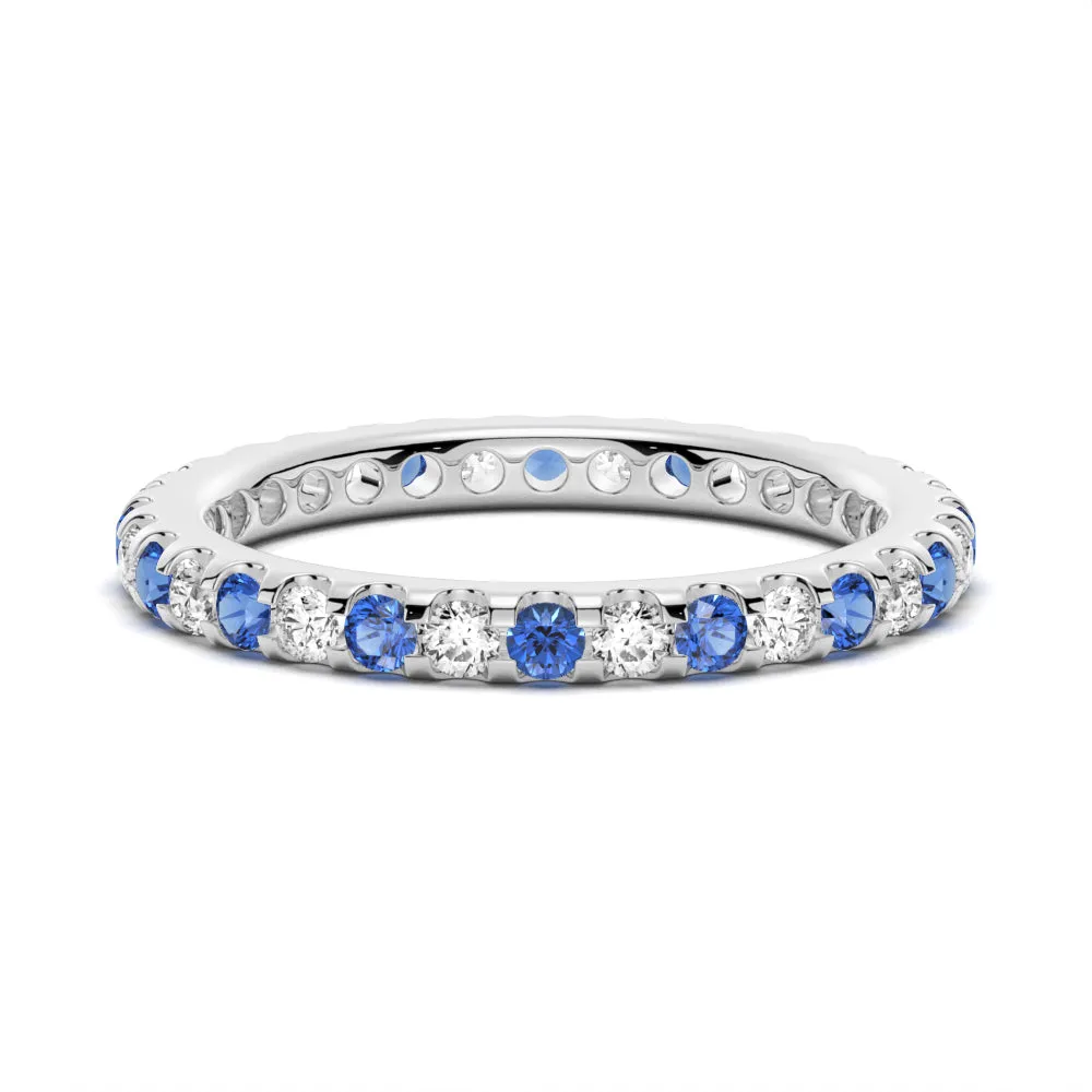 Pavé Blue Sapphire and White Sapphire Eternity Ring