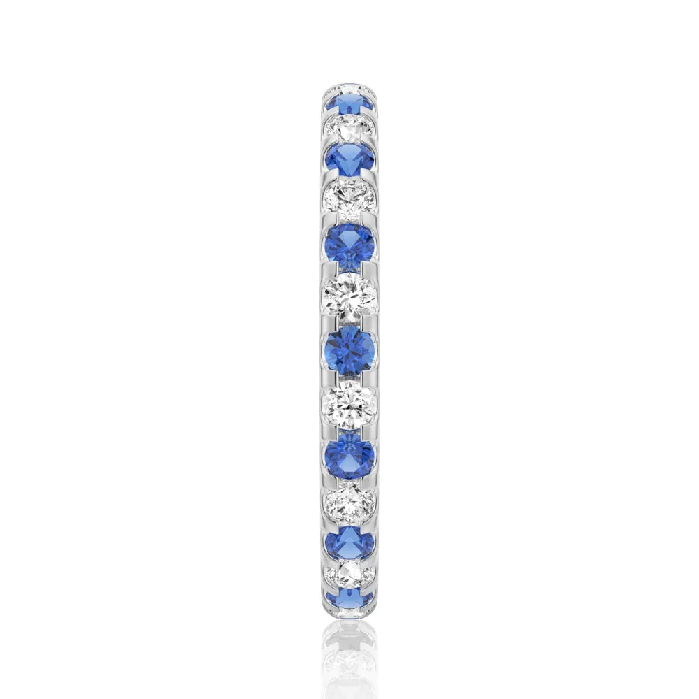 Pavé Blue Sapphire and White Sapphire Eternity Ring