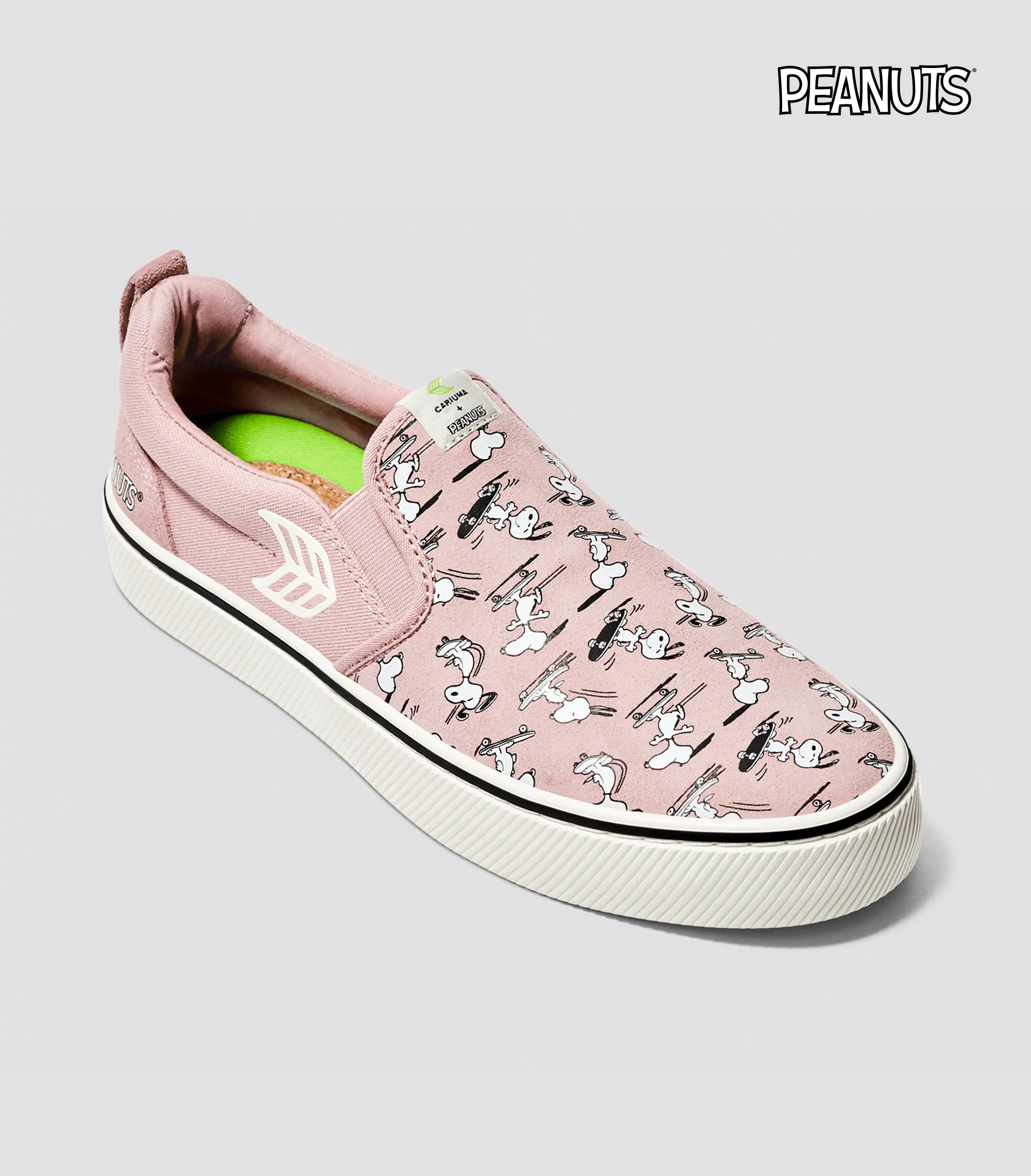 PEANUTS SLIP ON PRO Snoopy Skate Rose Suede and Canvas Off-White Logo Women Sneaker