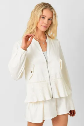 Peplum Hem Bomber Jacket