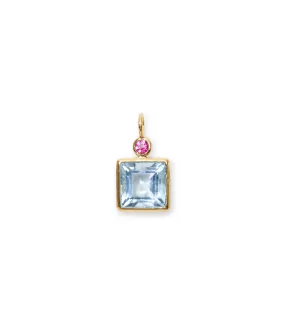 Pink & Sky Blue Topaz 14k Gold Necklace Charm