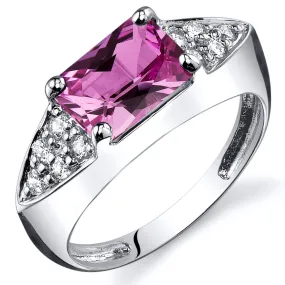 Pink Sapphire Radiant Cut Sterling Silver Ring Size 8