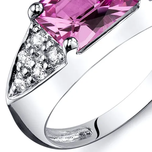 Pink Sapphire Radiant Cut Sterling Silver Ring Size 8