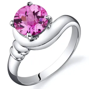 Pink Sapphire Round Cut Sterling Silver Ring Size 7