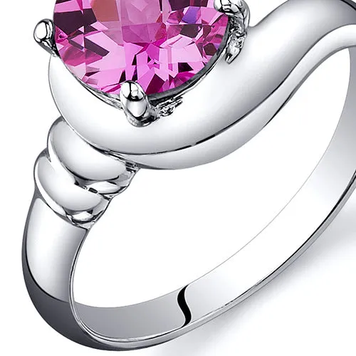 Pink Sapphire Round Cut Sterling Silver Ring Size 7