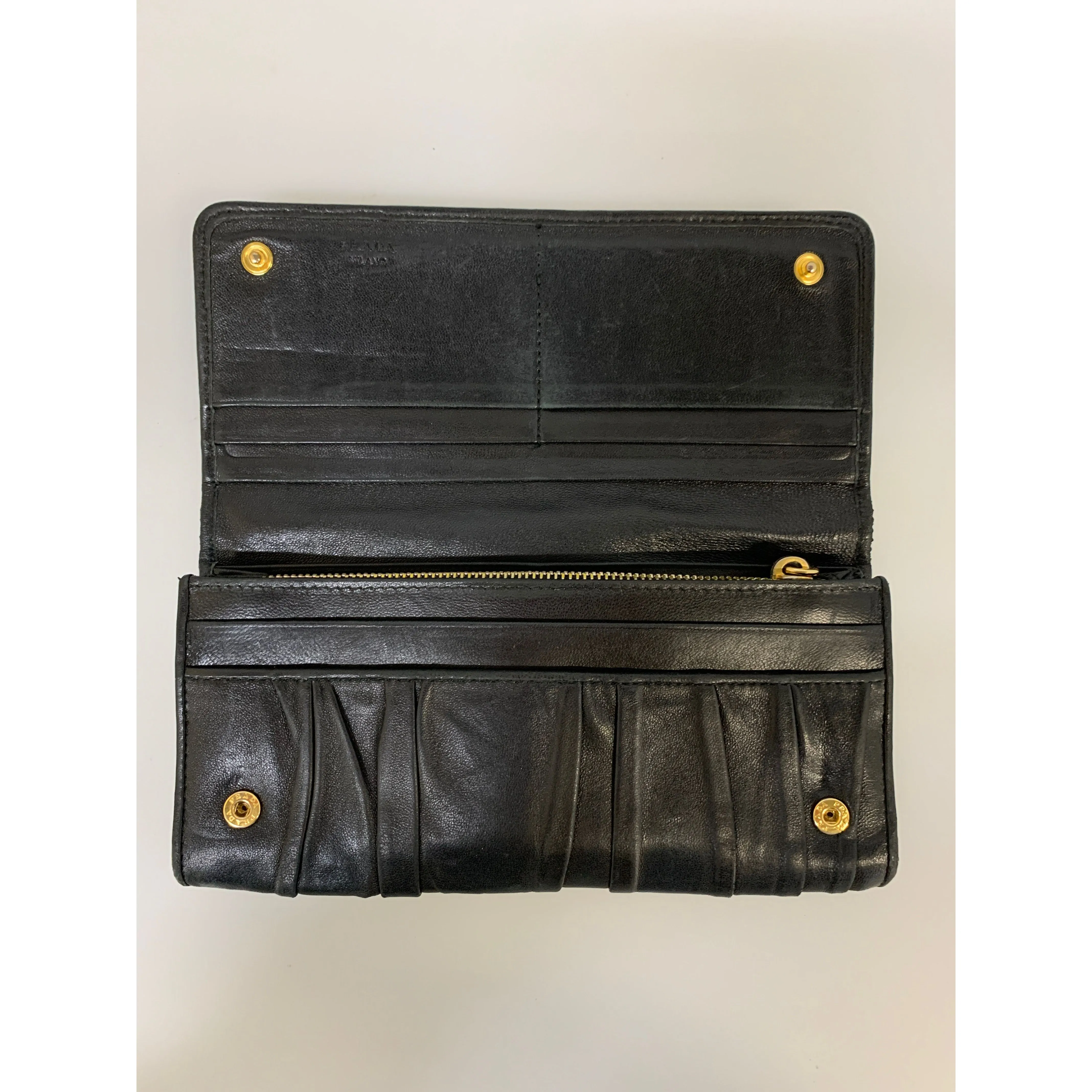 #PRADA/Long Wallet/BLK/Leather/1M1132