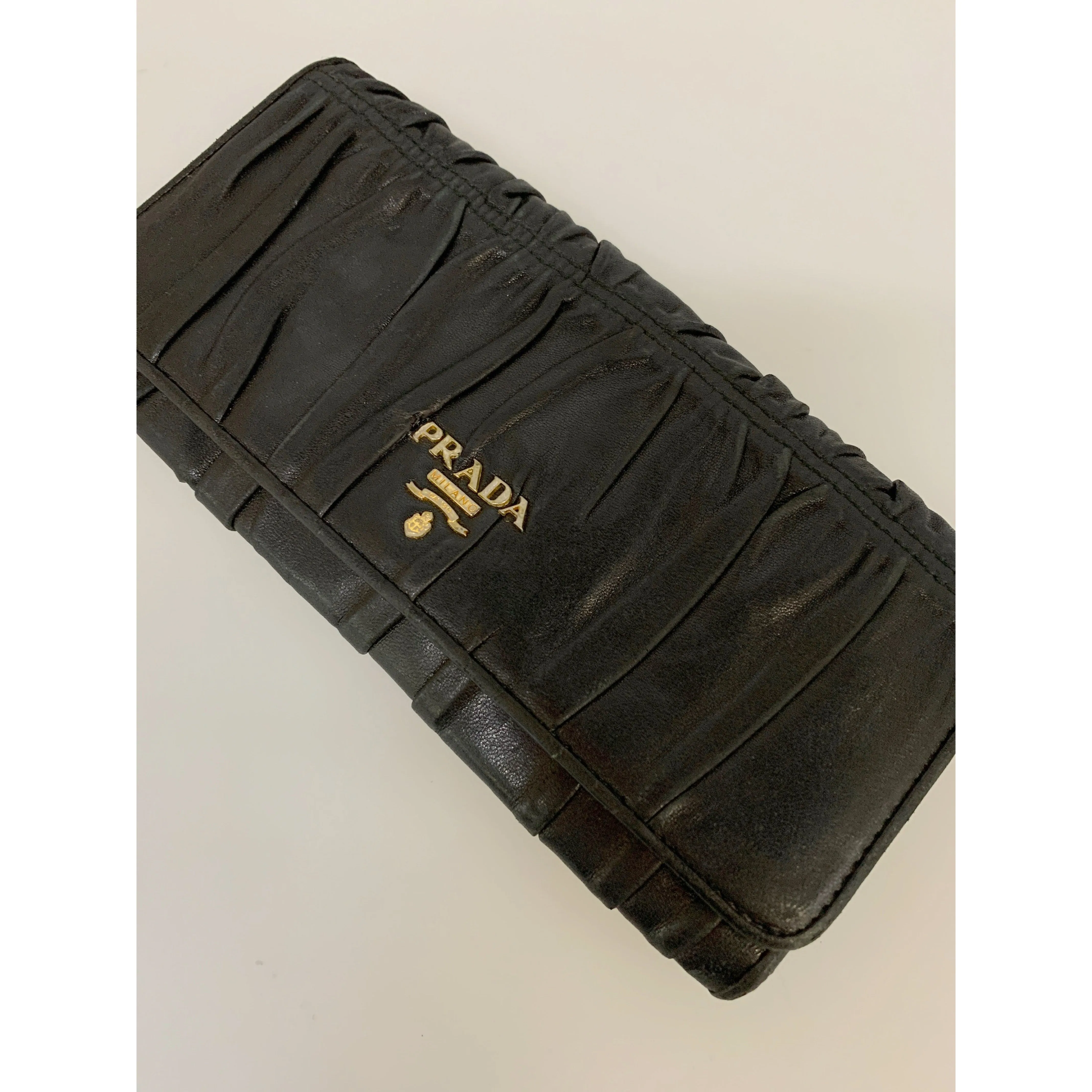 #PRADA/Long Wallet/BLK/Leather/1M1132