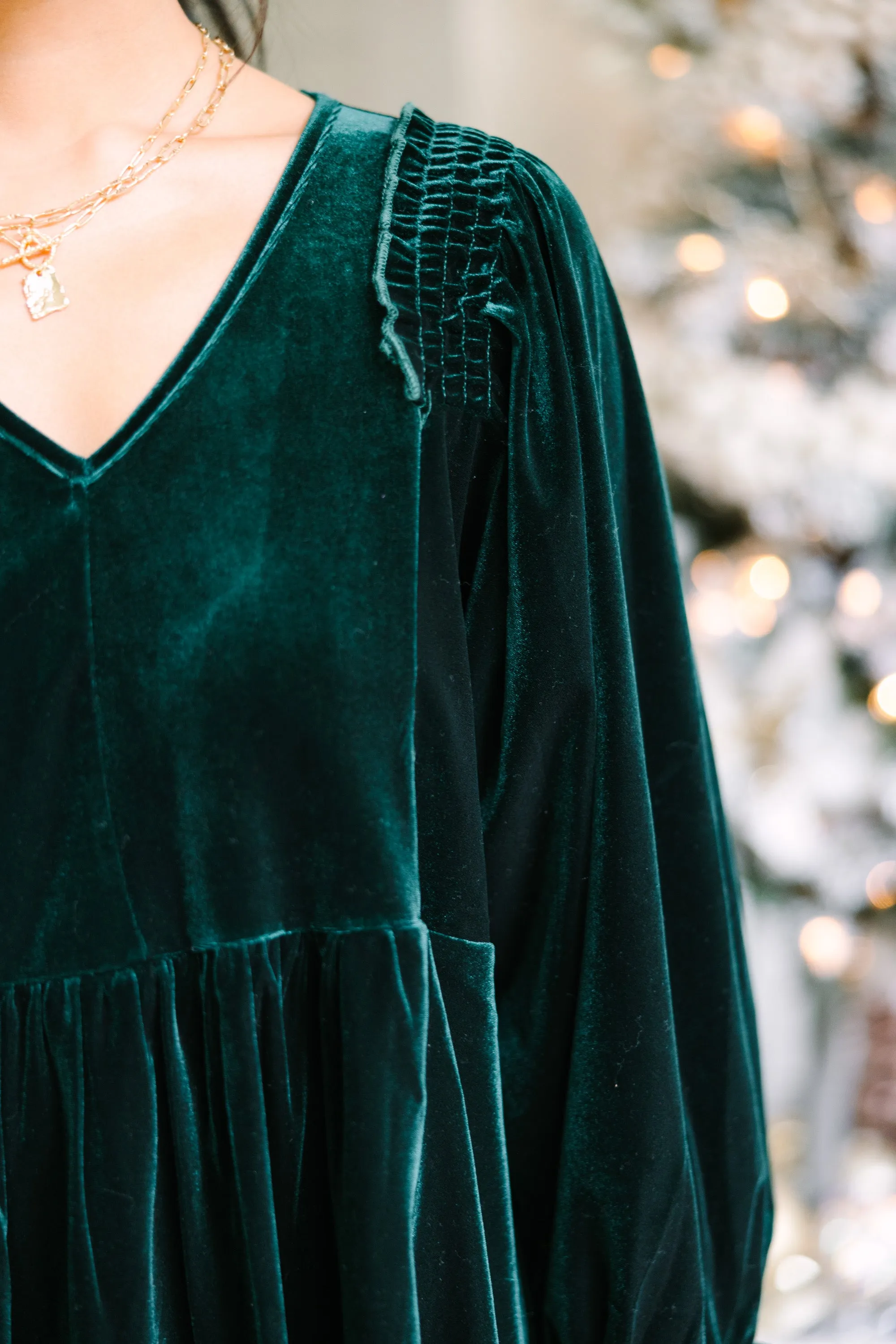 Put Yourself First Emerald Green Velvet Tunic