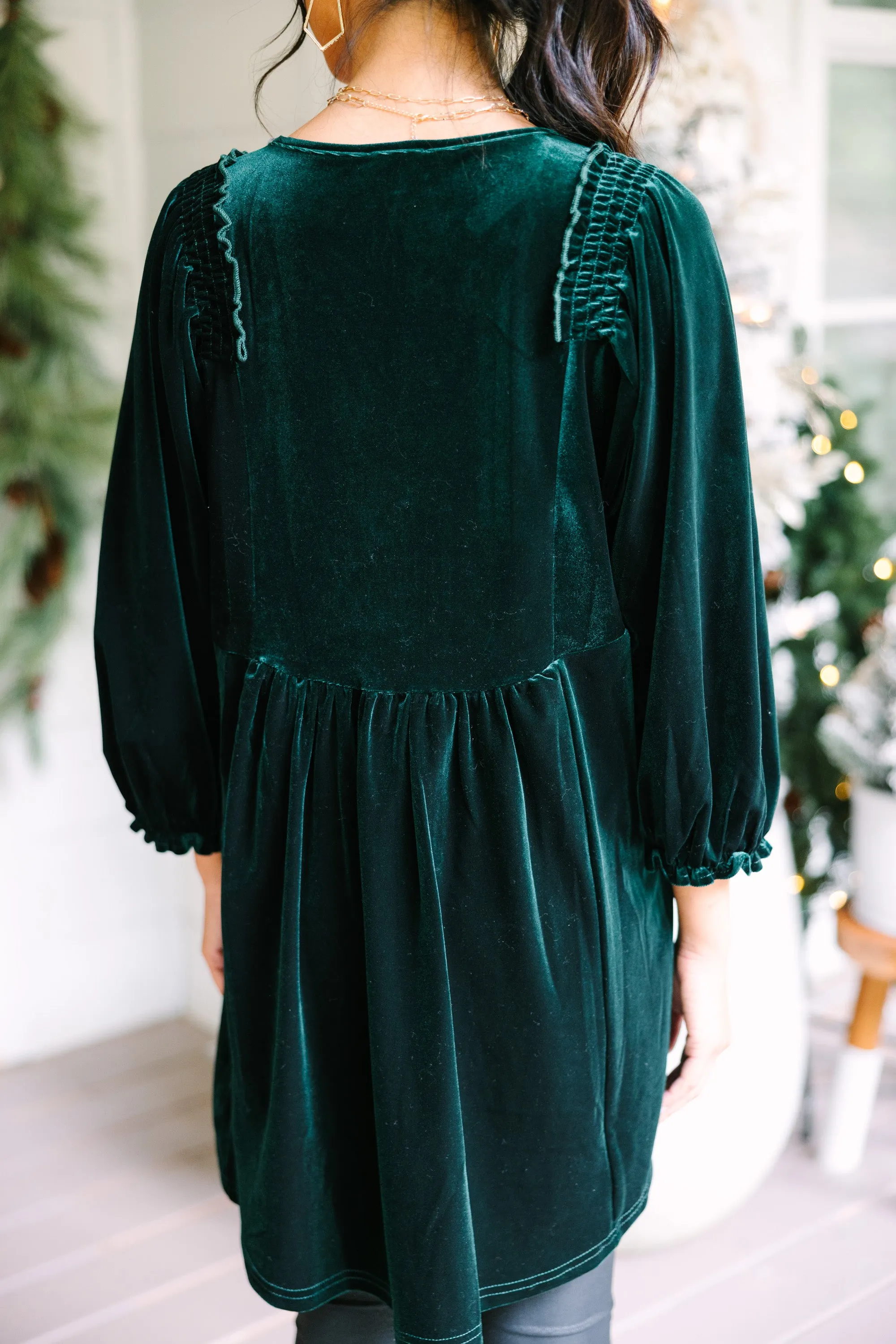 Put Yourself First Emerald Green Velvet Tunic