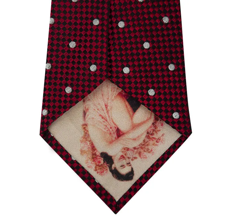 Red and White Polka Dot Silk Tie