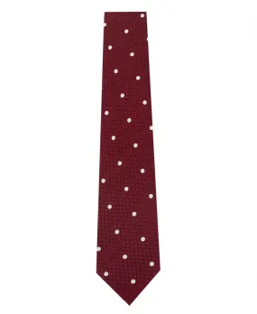 Red and White Polka Dot Silk Tie