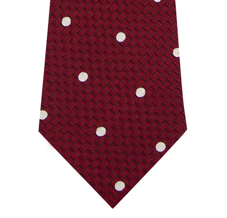 Red and White Polka Dot Silk Tie