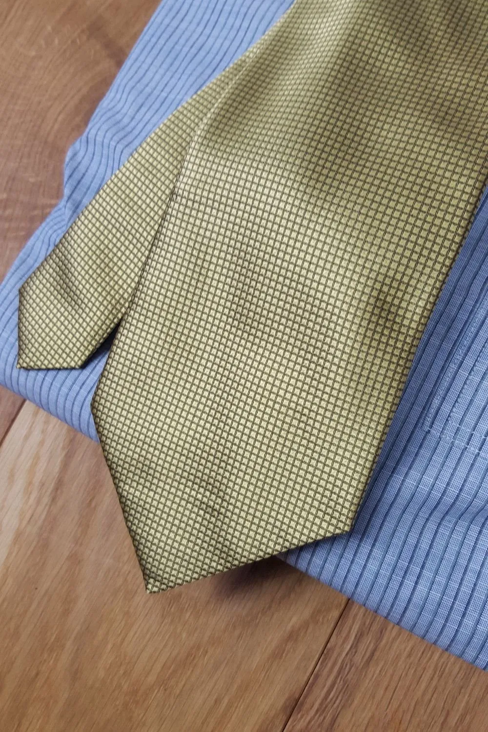 RENATO BALESTRA Vintage Italian 100% Silk Gold Checked Tie (60)