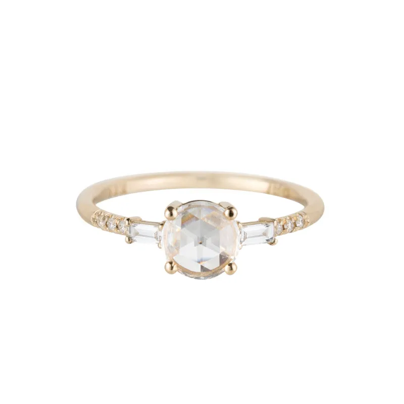 Rose Cut Diamond Melody Baguette Equilibrium Ring