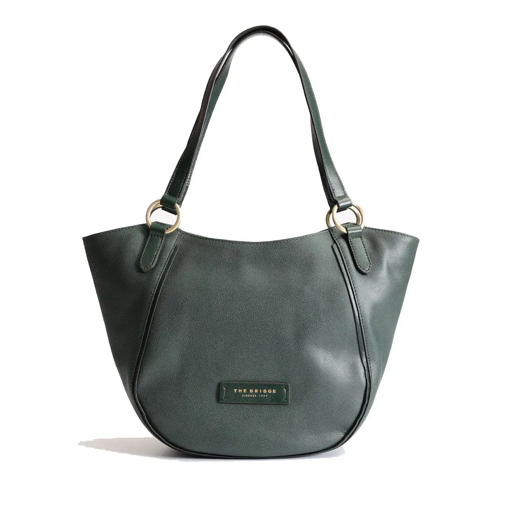 Shopping Bag Donna THE BRIDGE linea Domitilla in Pelle Verde Scuro