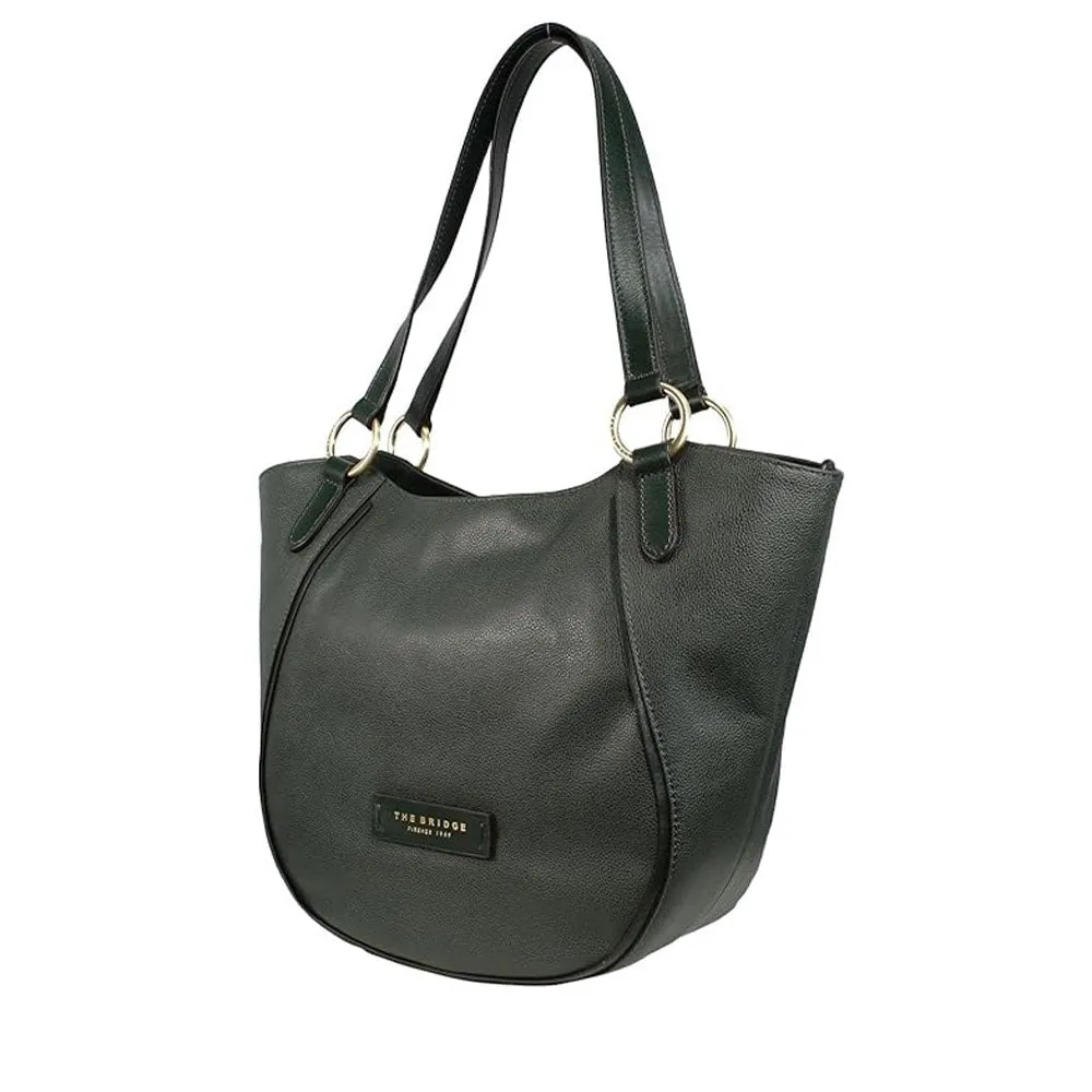 Shopping Bag Donna THE BRIDGE linea Domitilla in Pelle Verde Scuro