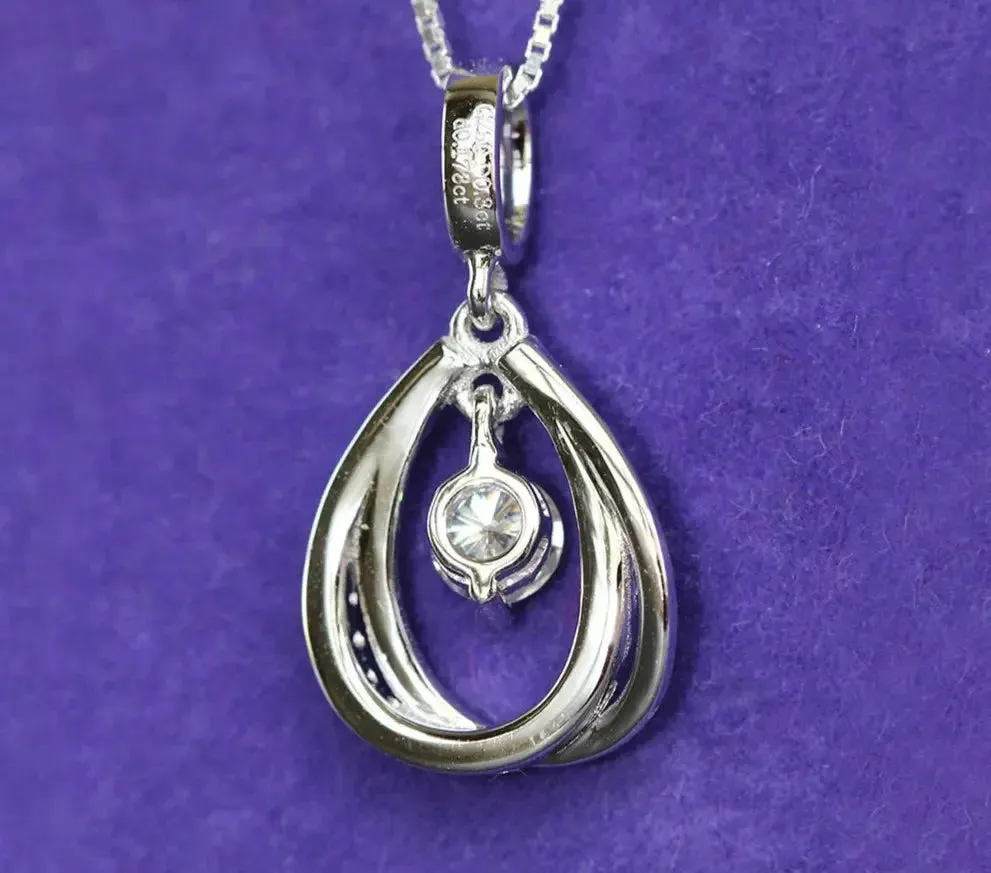 Silver Moissanite Necklace 0.5ct Center Stone