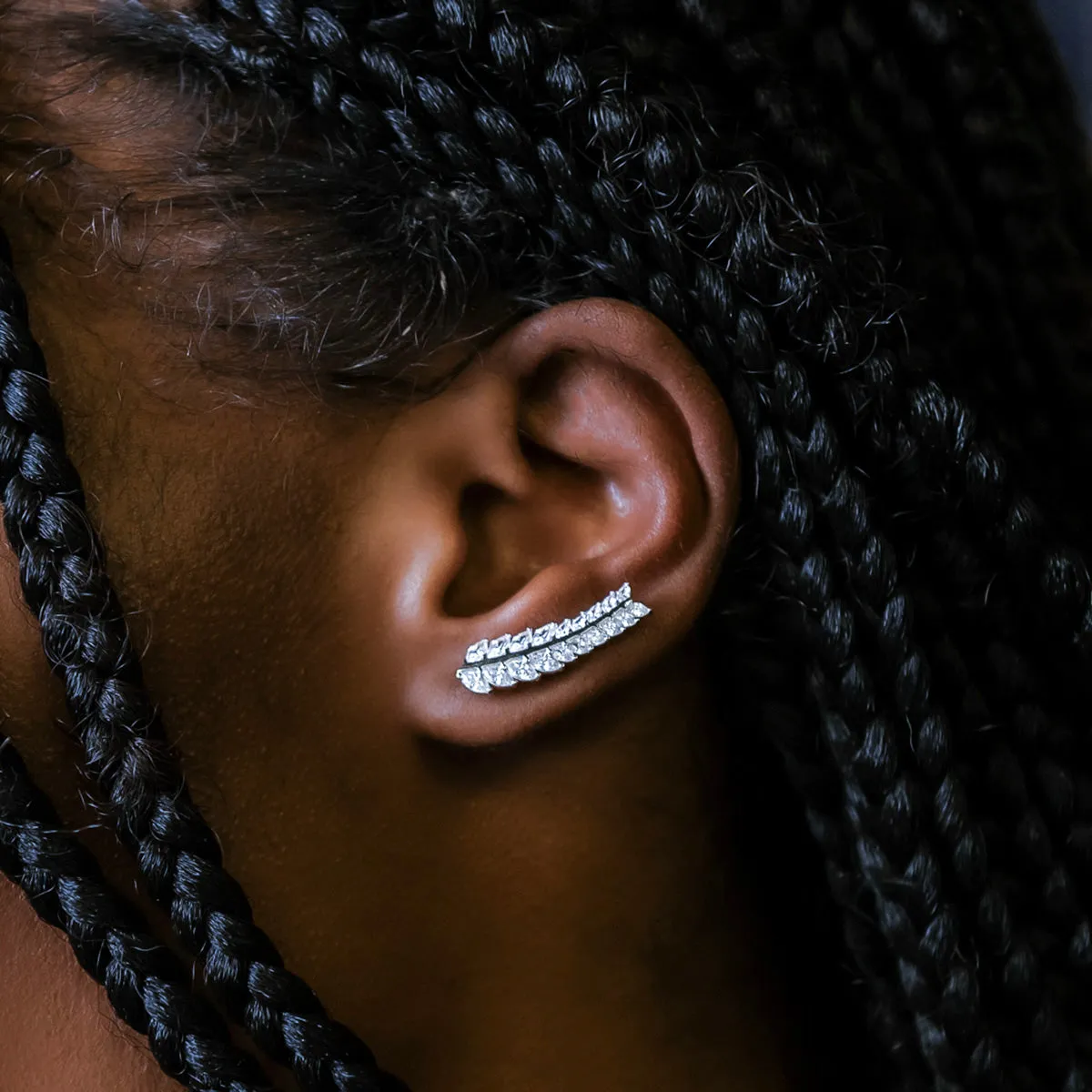 Single Iced Herringbone Crawler Earring