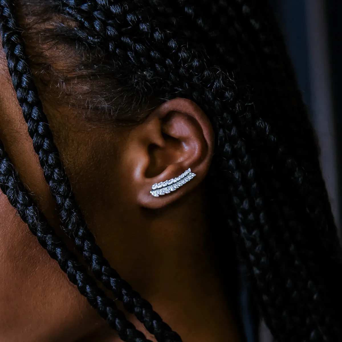 Single Iced Herringbone Crawler Earring