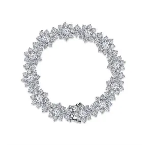 Sparkling Carbon Diamond Flowers Bracelet - 925 Sterling Silver