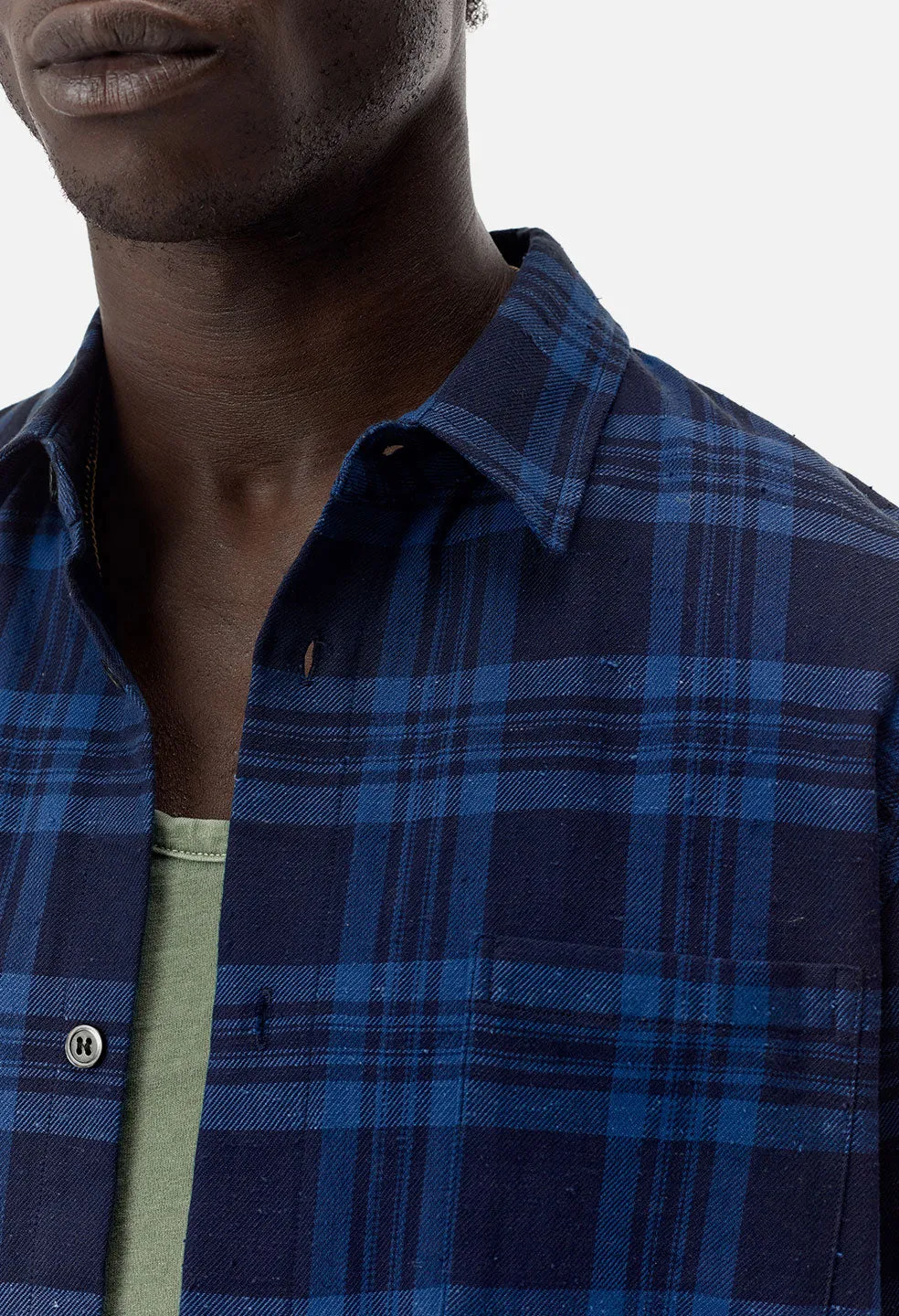 Straight Hem Shirt / Indigo Nep