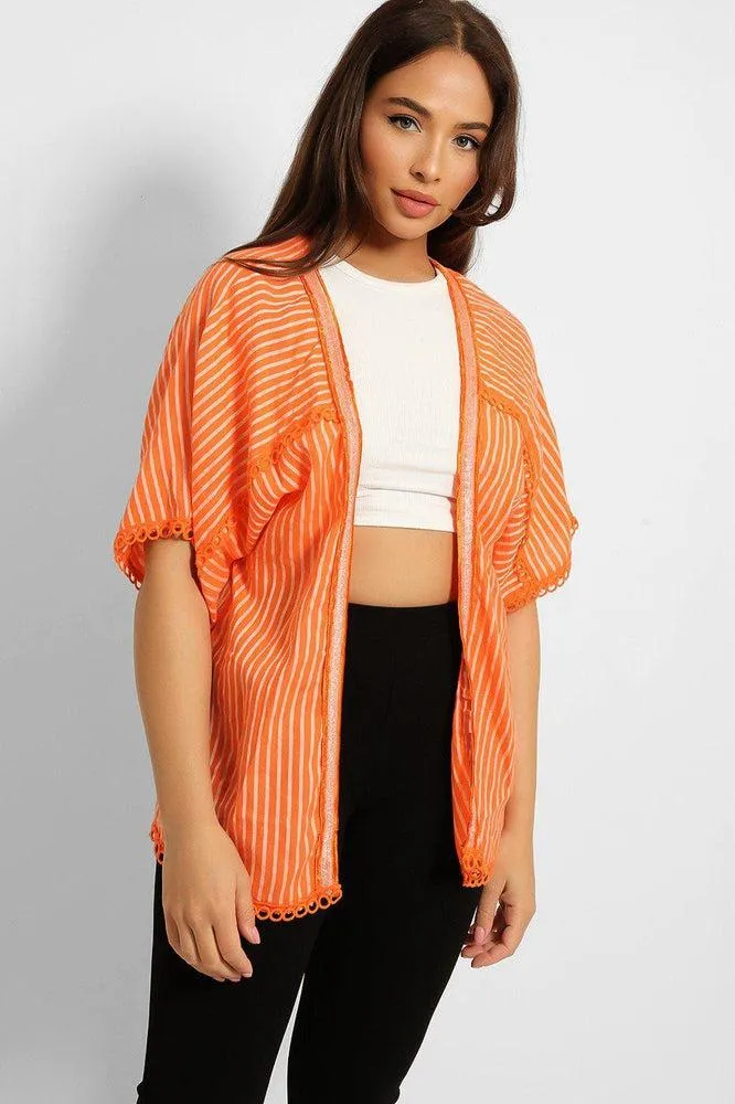 Stripy Crochet Hem Blouse