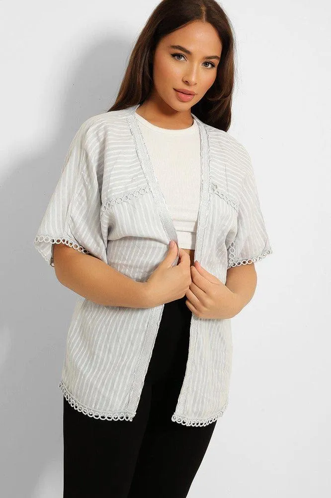 Stripy Crochet Hem Blouse