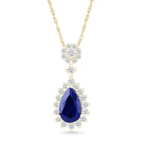 Teardrop Shaped Sapphire with White Sapphire Halo