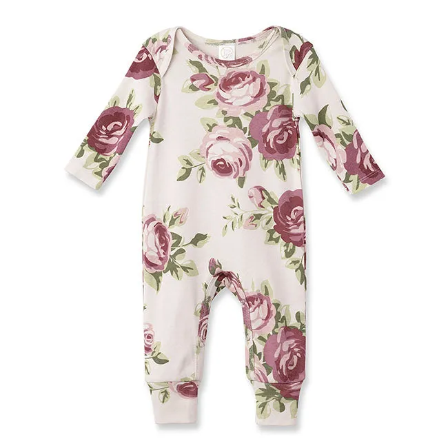 Tesa Babe Baby Cabbage Rose Cotton Romper - Rose/Mauve