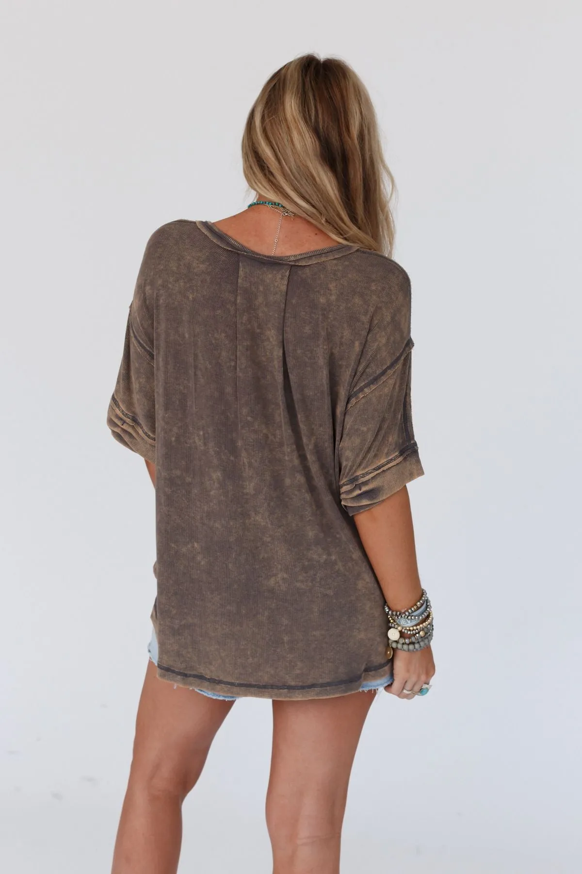 Time Flies Round Hem Top - Gray