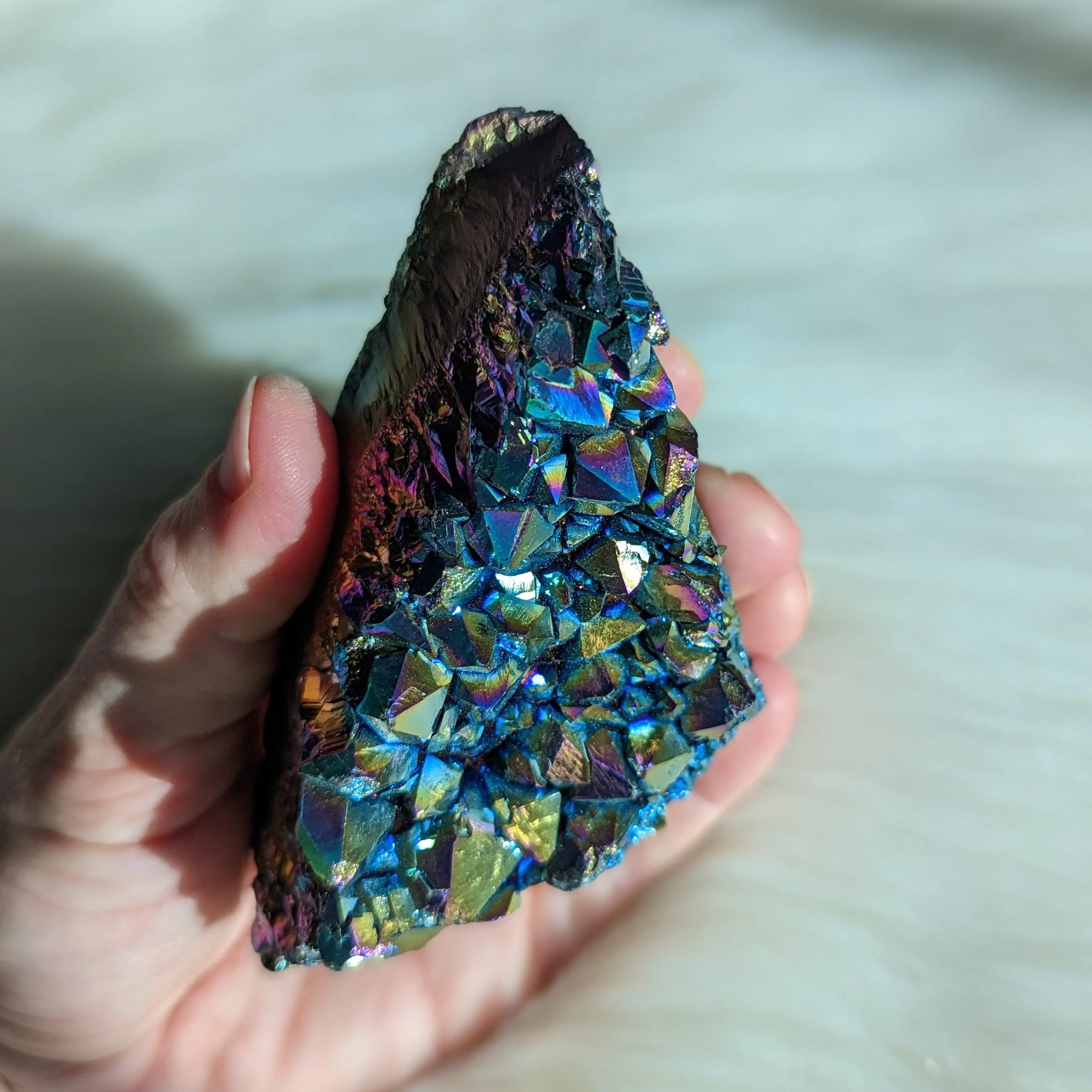 Titanium Rainbow Aura Amethyst Cluster #14~ Vibrant and Energetic