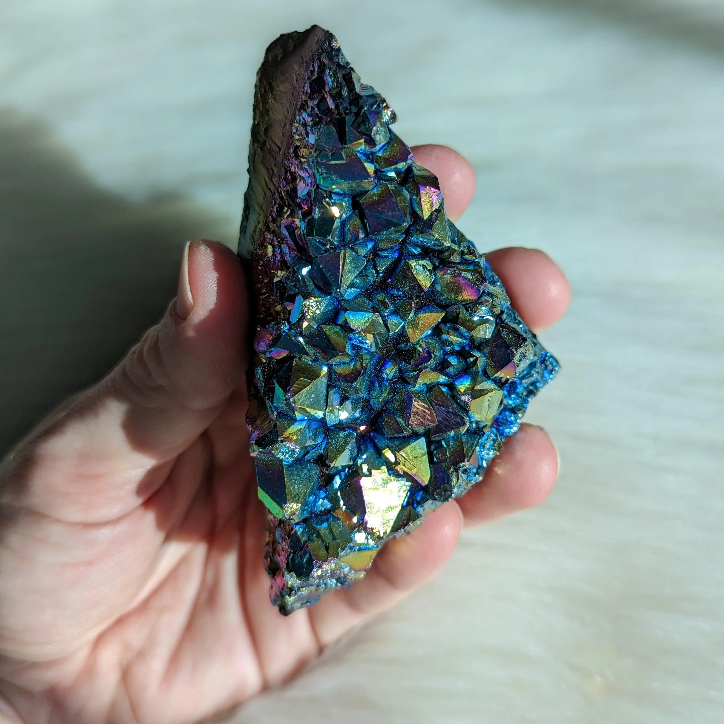 Titanium Rainbow Aura Amethyst Cluster #14~ Vibrant and Energetic