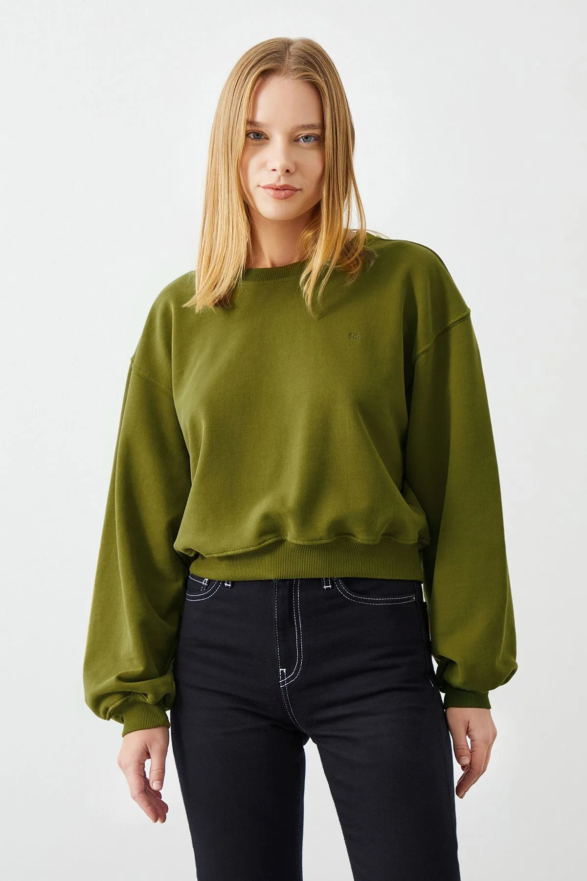 Vita Crop Oversize Green Women's Sweatshirt