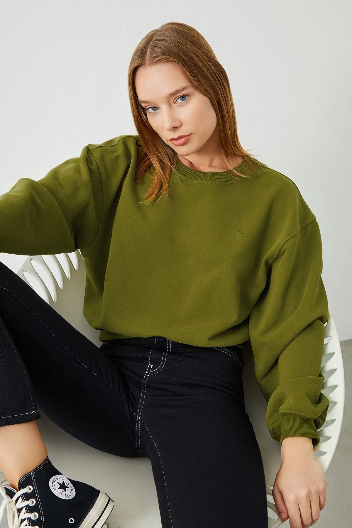 Vita Crop Oversize Green Women's Sweatshirt