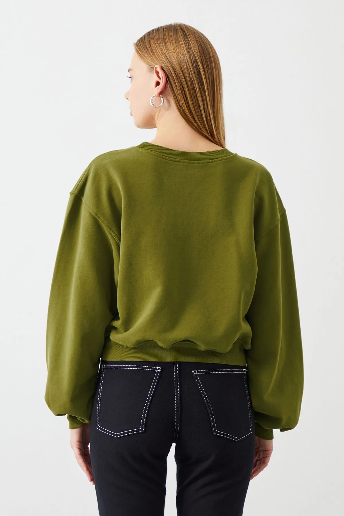 Vita Crop Oversize Green Women's Sweatshirt