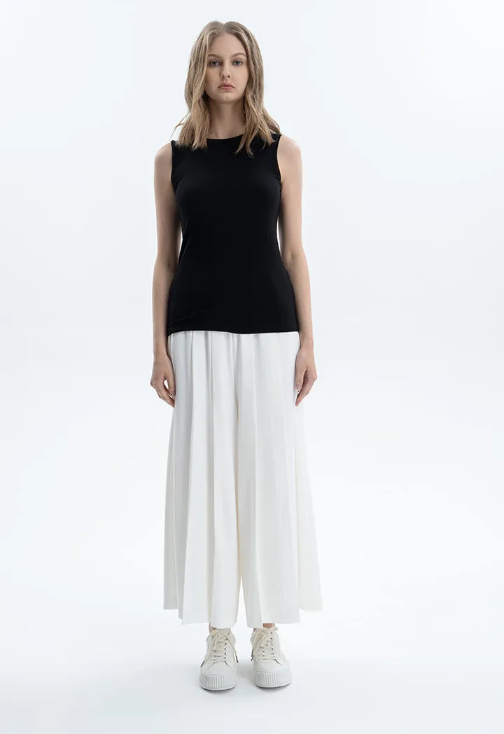 Wide Hem Fold Solid Trouser