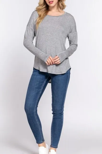 Women's Casual Long Dolman Sleeve Round Neck Tunic Top