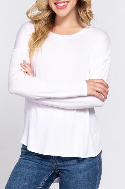 Women's Casual Long Dolman Sleeve Round Neck Tunic Top